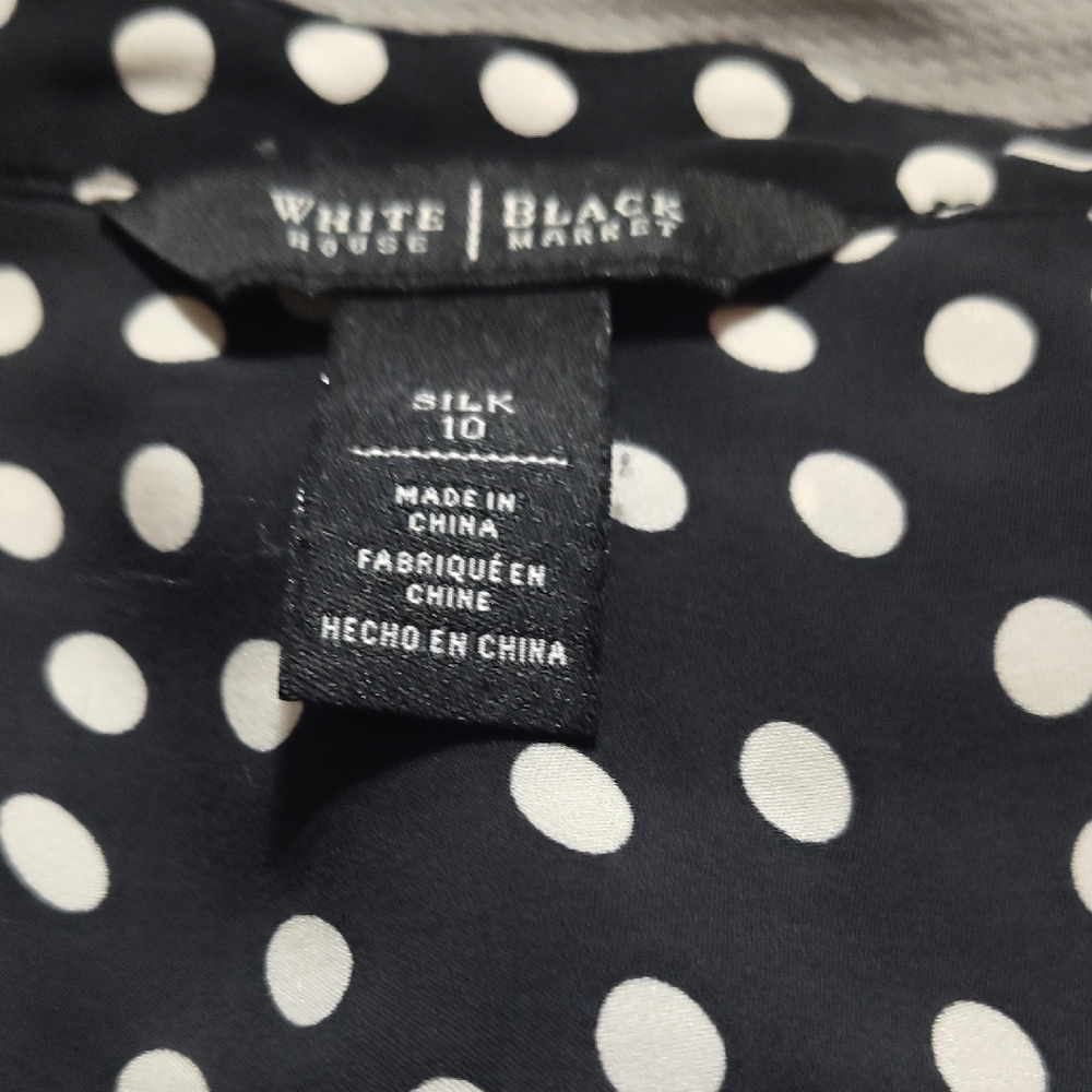 White House Black Market Black and White Silk Top